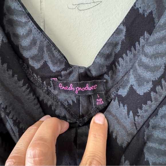 Fresh Produce Printed Maxi Tank Summer Dress Size Lg Black Gray Casual Longline - Picture 9 of 11